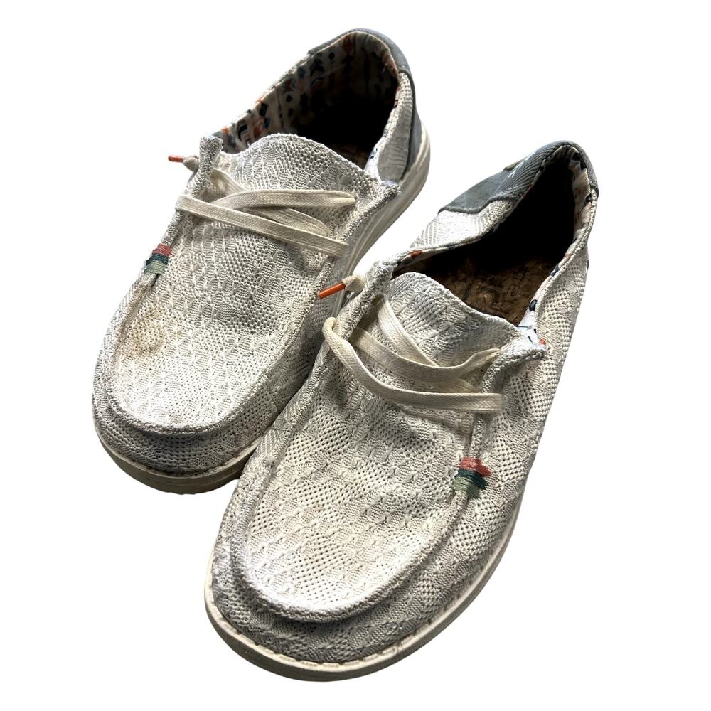 Hey Dude Wendy Boho White Crochet Slide Shoes Size 7